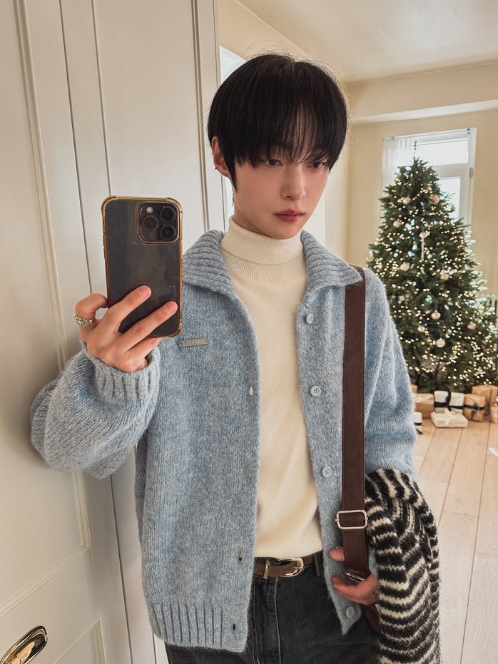 【Metanoia】韓國設計 9%羊毛開衫翻領針織外套 - 3