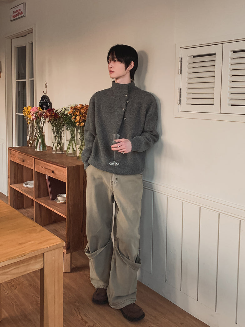 【Metanoia】🇰🇷韓製 設計款高領鈕扣針織衣 - 4