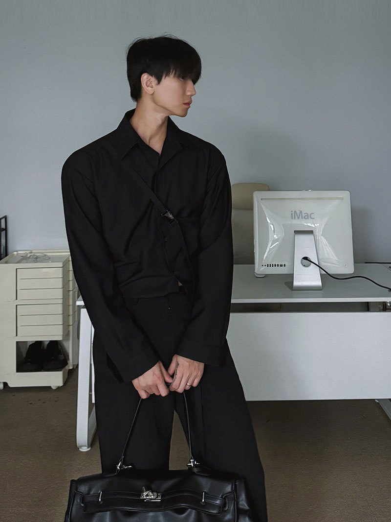 【Metanoia】🇰🇷韓製 設計款肩帶長袖襯衫 - 2