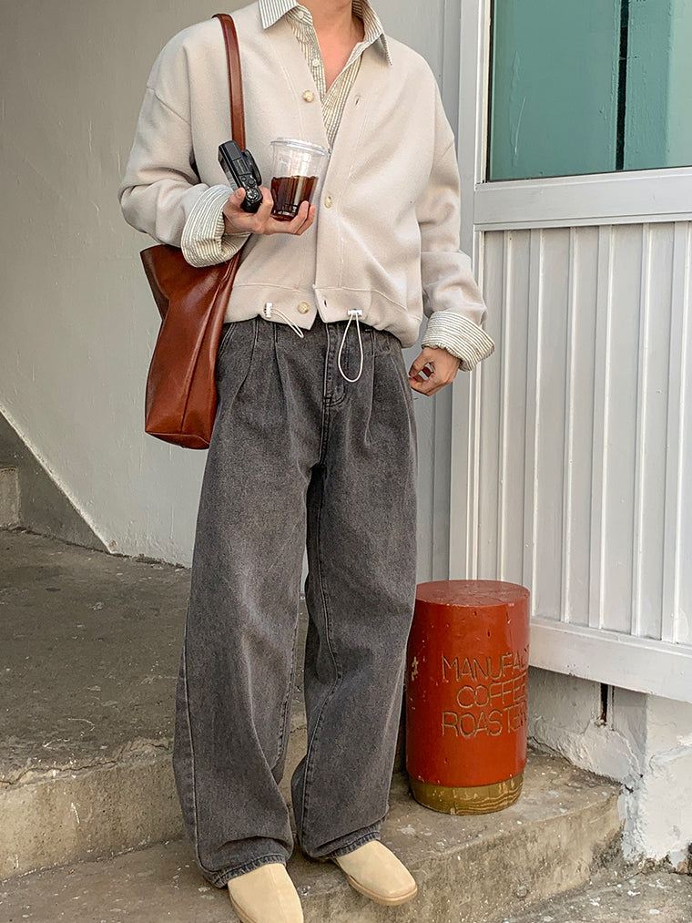 【Metanoia】韓國設計 雙褶落地牛仔褲 - 10