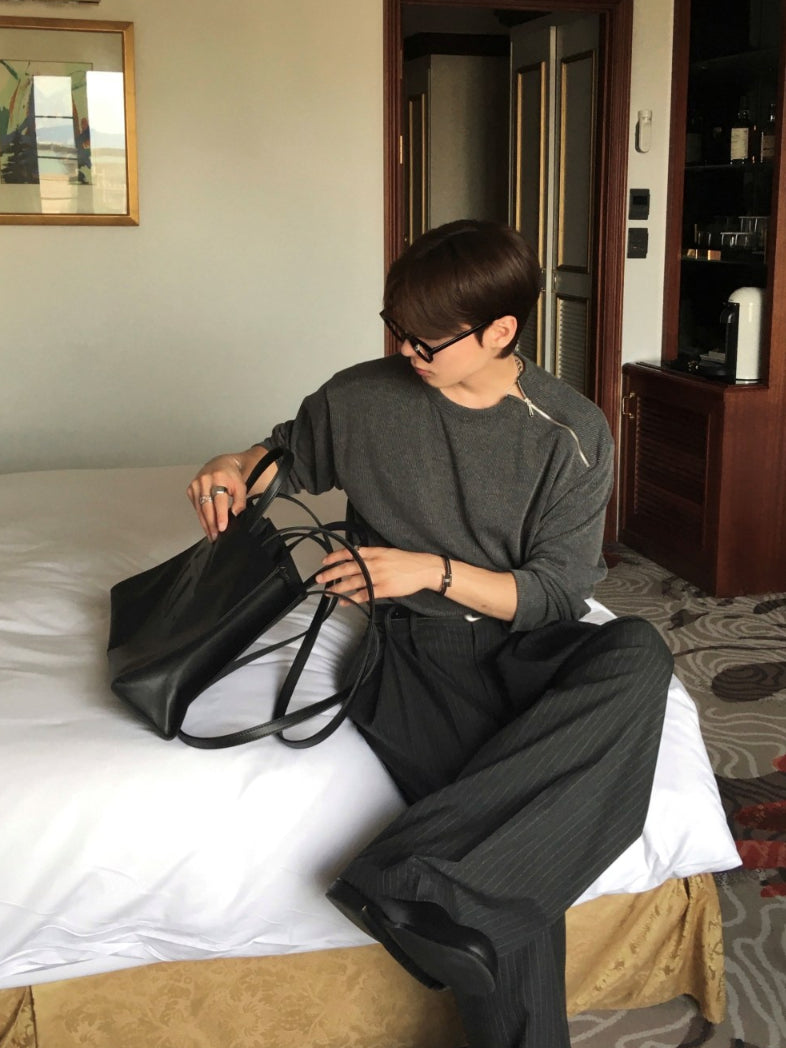 【Metanoia】🇰🇷韓製 斜拉煉針織衣 - 1