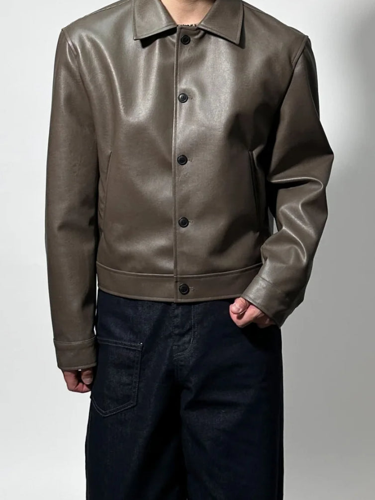 【Metanoia】🇰🇷韓製 短版翻領皮外套 - 3