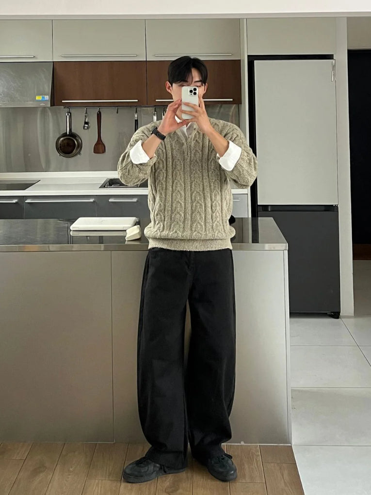 【Metanoia】🇰🇷韓製 亨利領麻花針織衣 - 5