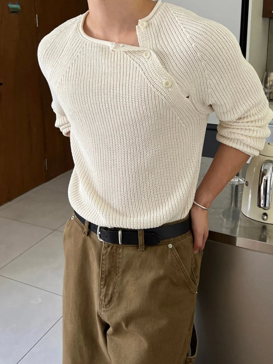 【Metanoia】韓國設計 側邊亨利領針織衣 - 1