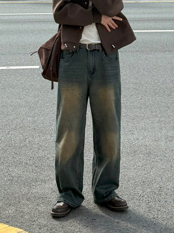 【Metanoia】🇰🇷韓製 刷色落地牛仔褲 - 1