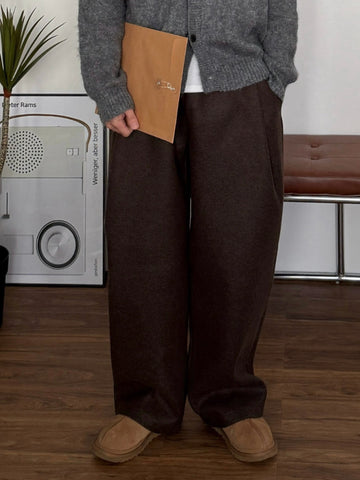 【Metanoia】韓國設計 抓絨落地褲 - 1