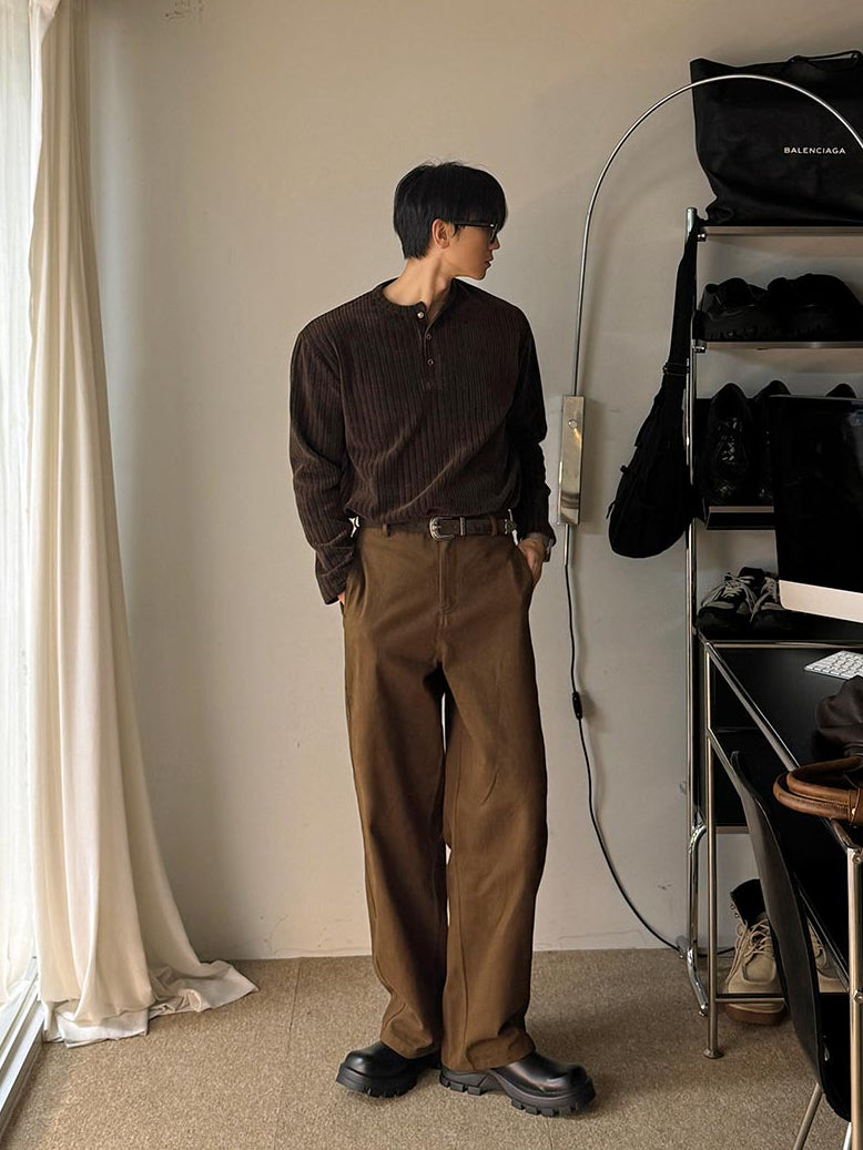 【Metanoia】🇰🇷韓製 天鵝絨亨利領長袖上衣 - 1