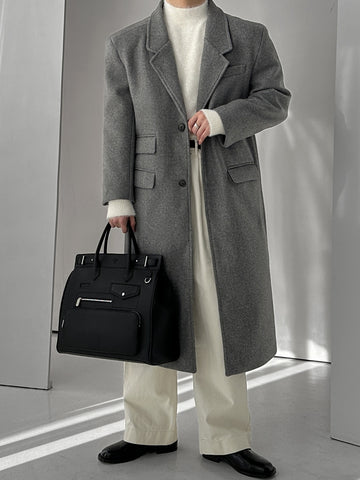 【Metanoia】🇰🇷韓製 20%羊毛翻領長版大衣 - 1