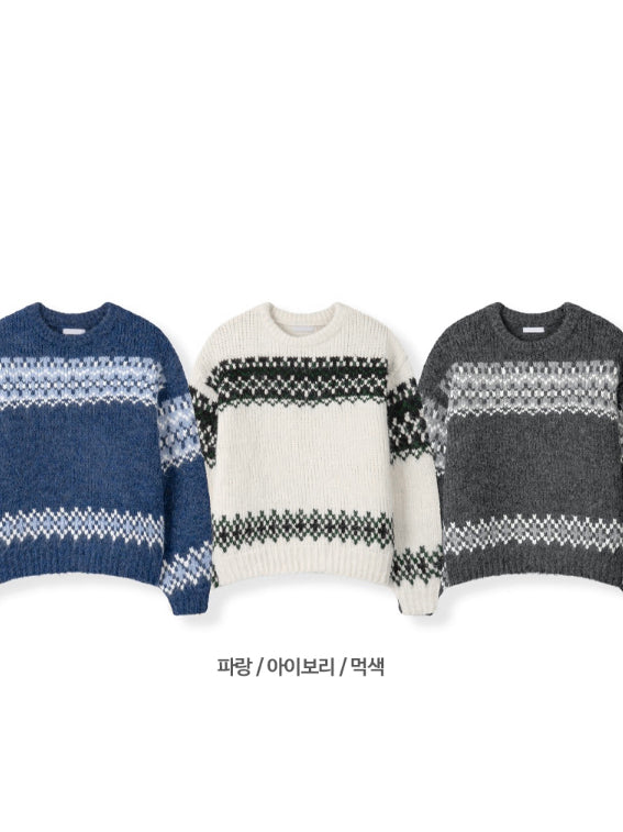 【Metanoia】韓國設計 9%羊毛短版北歐針織衣 - 7