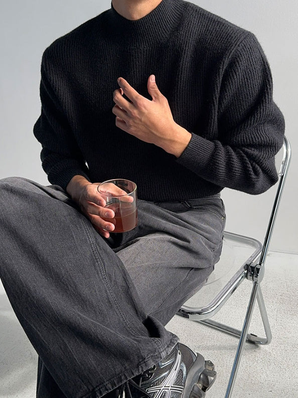 【Metanoia】韓國設計 螺紋半高領針織衣 - 1