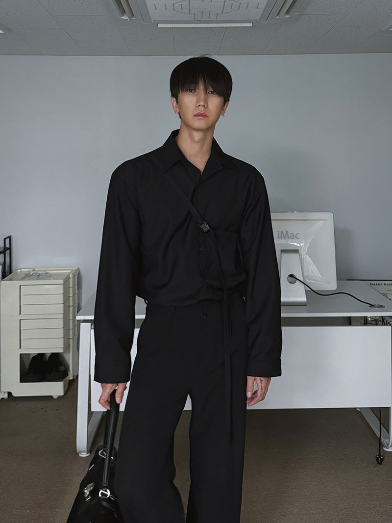 【Metanoia】🇰🇷韓製 設計款肩帶長袖襯衫 - 10