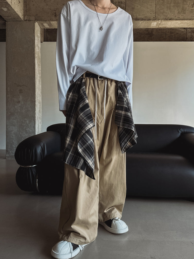 【Metanoia】韓製🇰🇷 格紋層疊落地褲 - 3