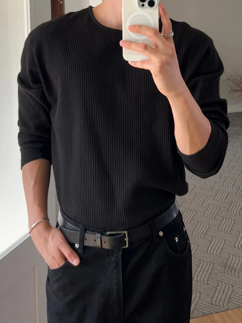 【Metanoia】🇰🇷韓製 短版羅紋長袖T恤 - 1