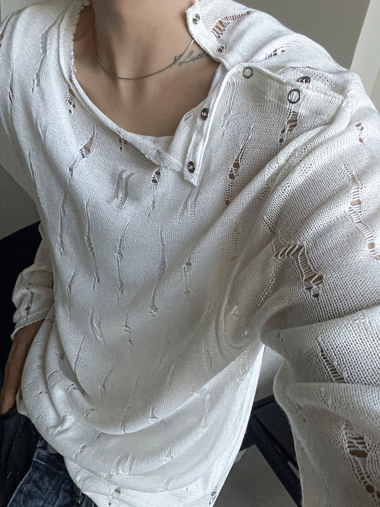 【Metanoia】🇰🇷韓製 破洞長袖上衣 - 6