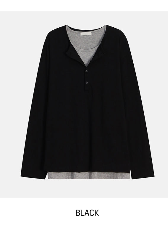 【Metanoia】🇰🇷韓製 亨利領假兩件長袖上衣 - 9