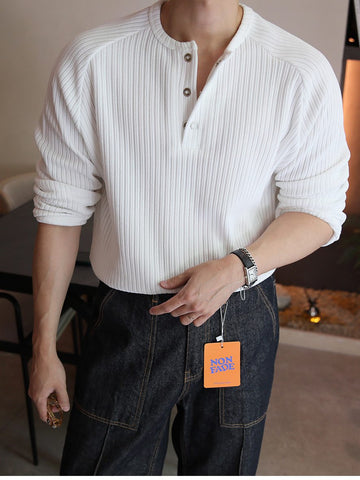 【Metanoia】🇰🇷韓製 羅紋長袖T恤上衣 - 1