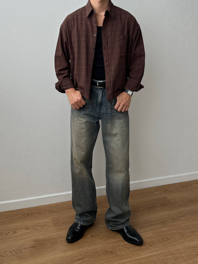 【Metanoia】🇰🇷韓製 短版格紋長袖襯衫 - 5