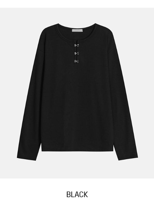 【Metanoia】🇰🇷韓製 鉤扣長袖T恤上衣 - 9