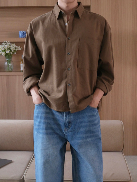 【Metanoia】🇰🇷韓製 短版麂皮長袖襯衫 - 1