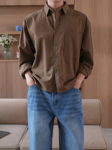 【Metanoia】🇰🇷韓製 短版麂皮長袖襯衫 - 1