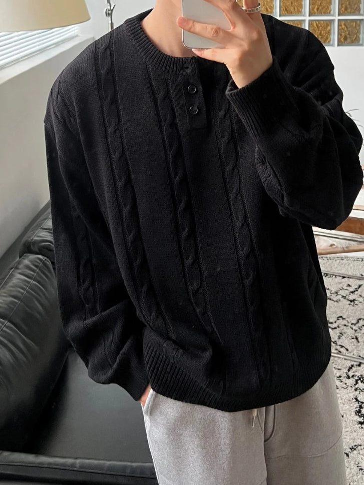 【Metanoia】🇰🇷韓製 亨利領麻花針織衣 - 3