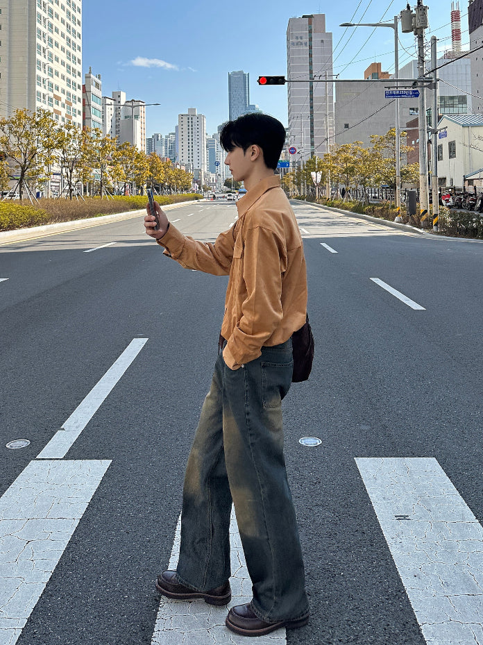 【Metanoia】🇰🇷韓製 刷色落地牛仔褲 - 3