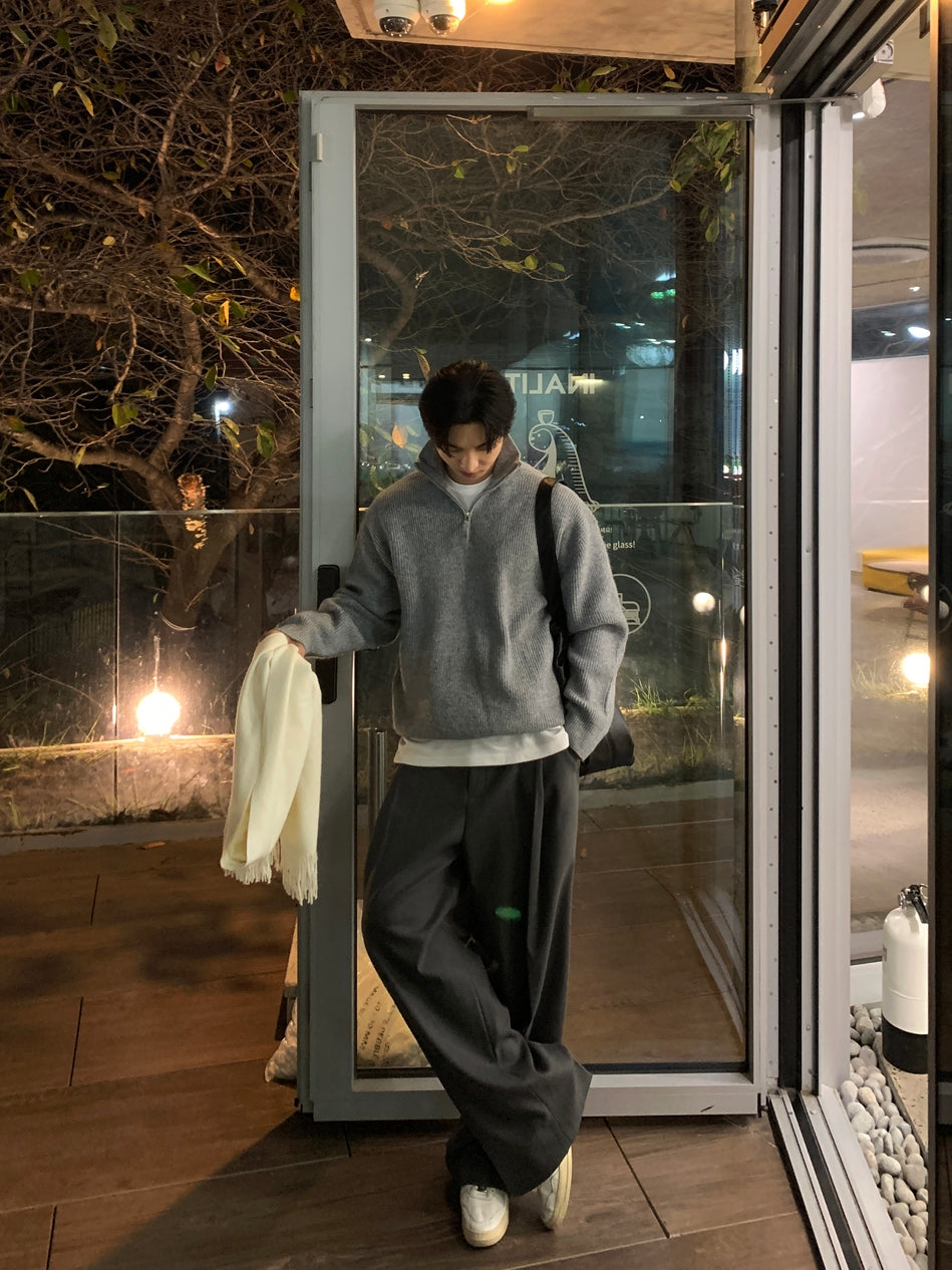 【Metanoia】韓國設計 翻領半拉鍊針織衣 - 4