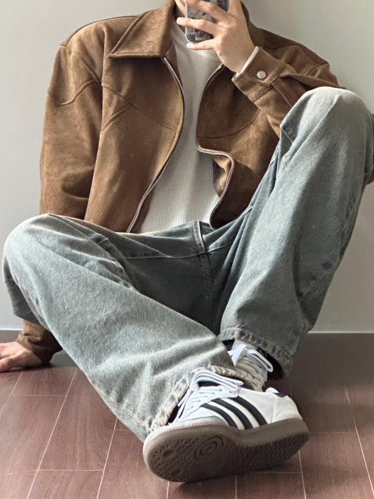 【Metanoia】🇰🇷韓製 短版翻領麂皮西裝外套 - 1