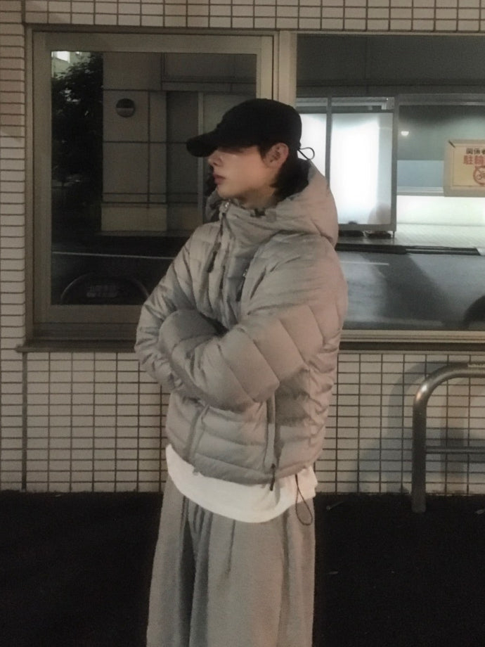 【Metanoia】韓國設計 短版多口袋連帽輕薄羽絨外套 - 7