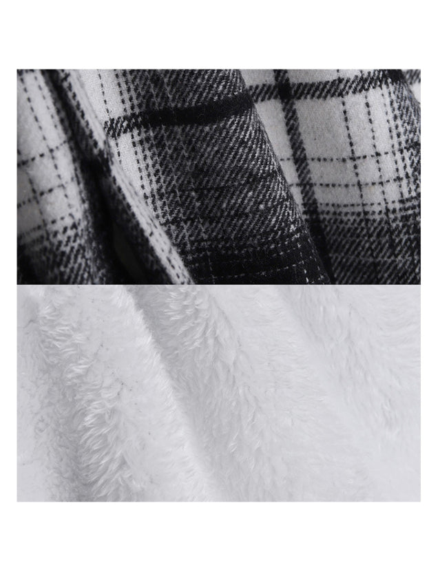 【Metanoia】韓國設計 翻領內刷毛格紋襯衫 - 9