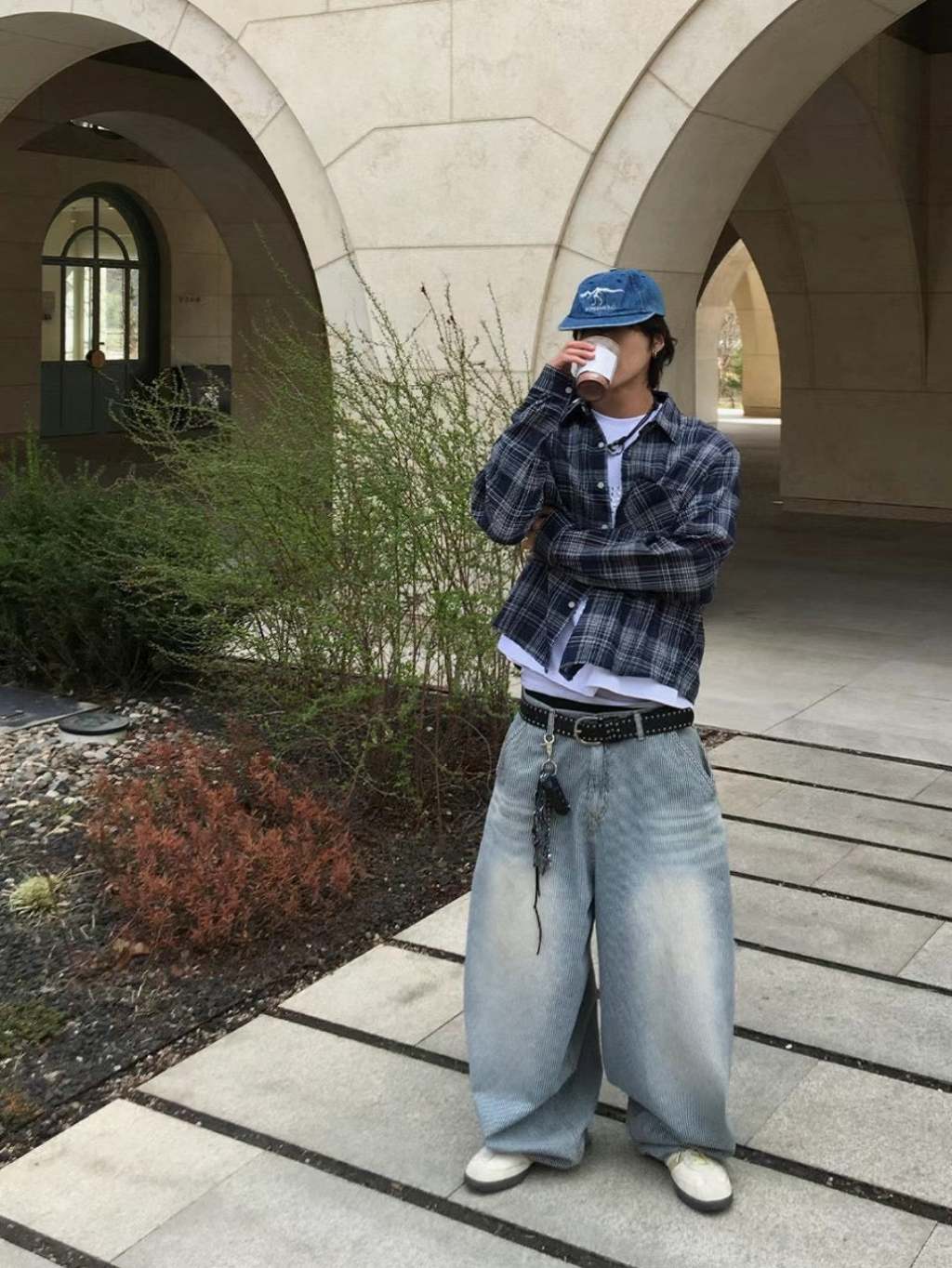 【Metanoia】🇰🇷韓製 亞麻短版格紋長袖襯衫 - 4