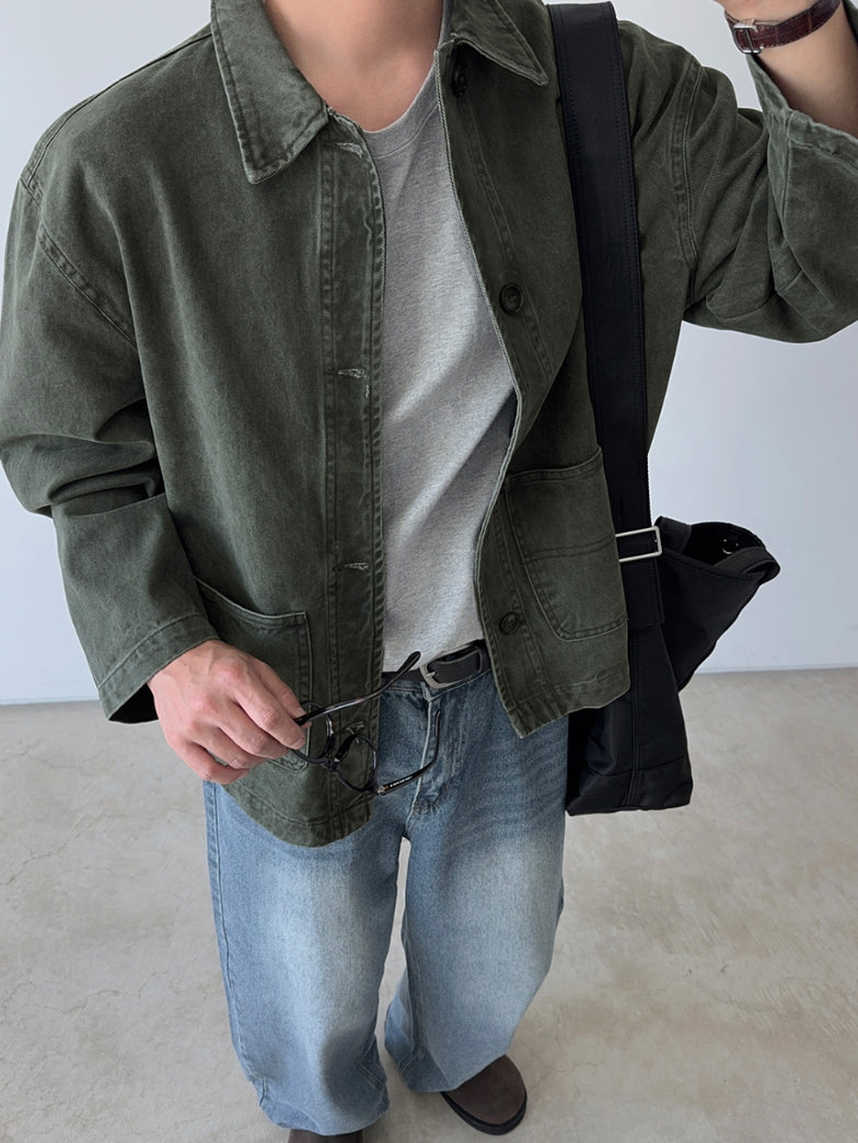 【Metanoia】韓國設計 水洗短版翻領外套 - 5