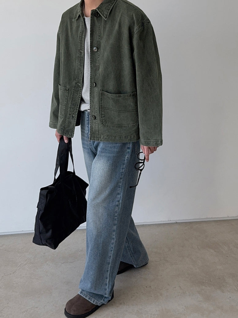 【Metanoia】韓國設計 水洗短版翻領外套 - 3