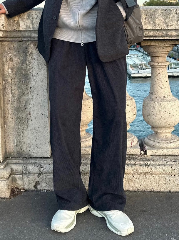 【Metanoia】🇰🇷韓製 鬆緊帶燈芯絨落地褲 - 3