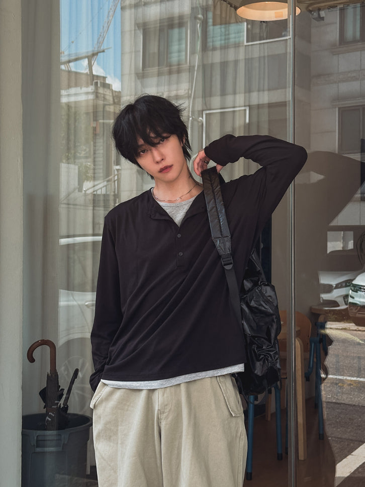 【Metanoia】🇰🇷韓製 亨利領假兩件長袖上衣 - 8