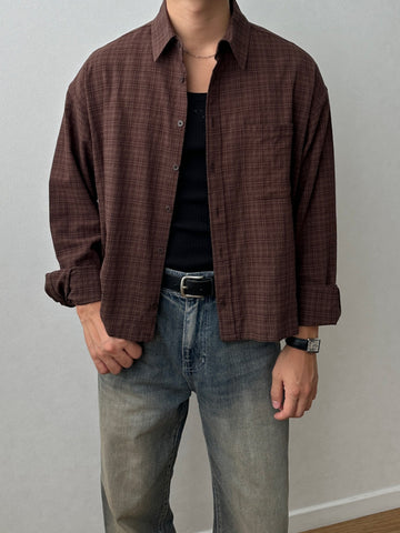 【Metanoia】🇰🇷韓製 短版格紋長袖襯衫 - 1