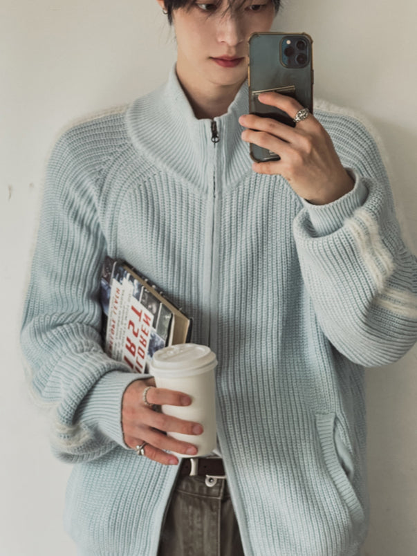 【Metanoia】韓國設計 高領拉鍊針織外套 - 1