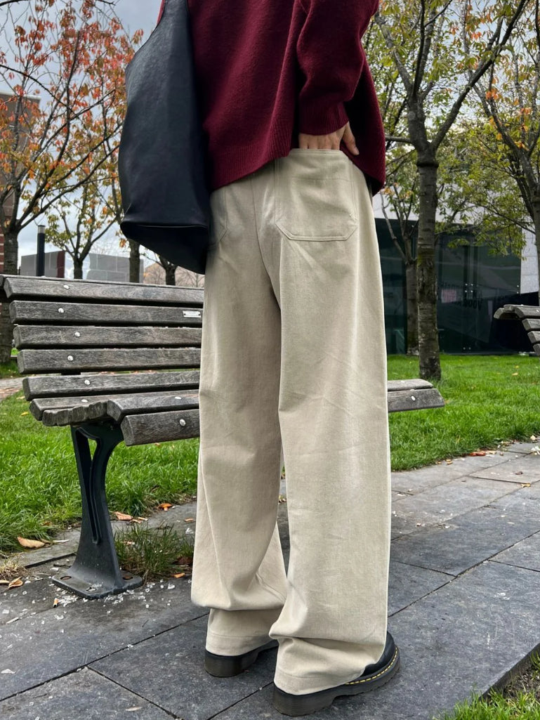 【Metanoia】韓製🇰🇷 卡其彎刀落地褲 - 7
