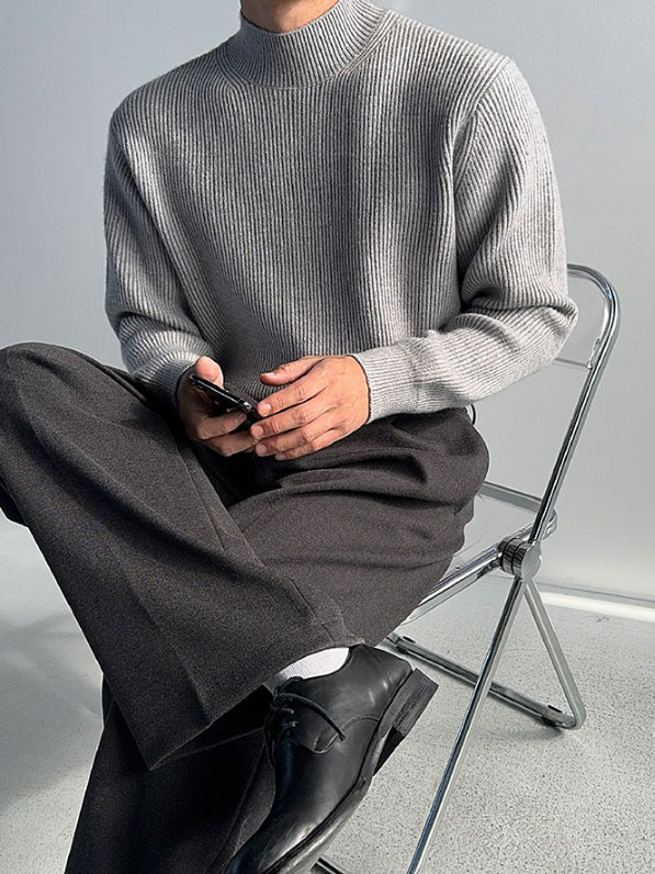 【Metanoia】韓國設計 螺紋半高領針織衣 - 4