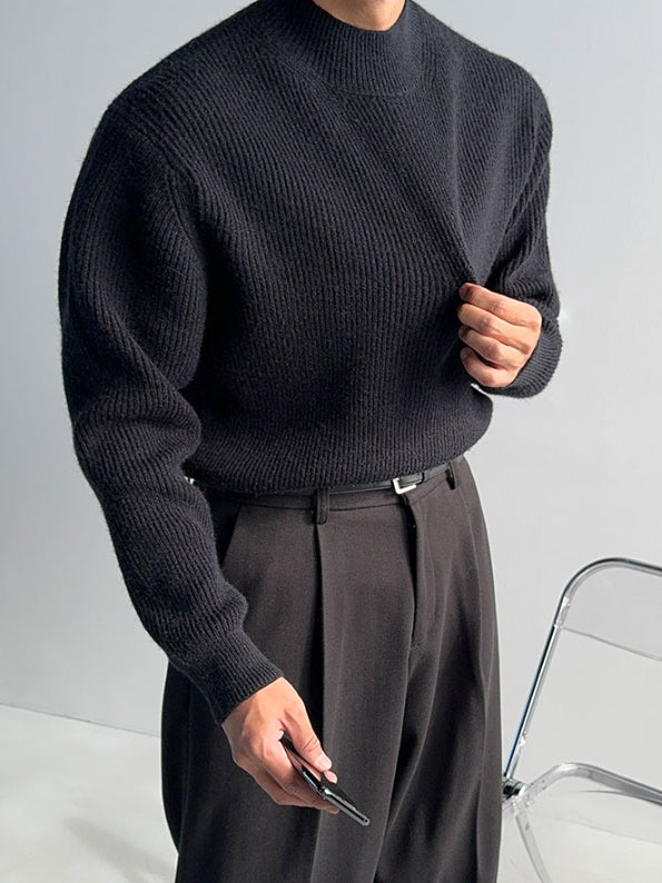 【Metanoia】韓國設計 螺紋半高領針織衣 - 3