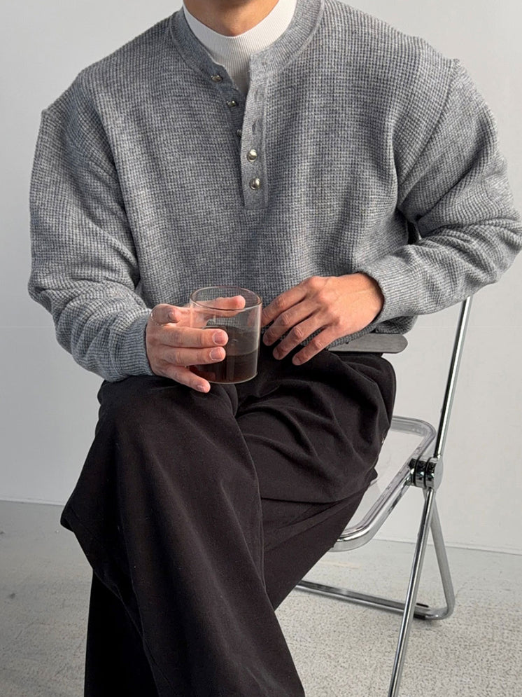 【Metanoia】韓國設計 短版亨利領針織衣 - 3