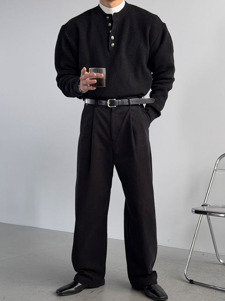 【Metanoia】韓國設計 短版亨利領針織衣 - 4