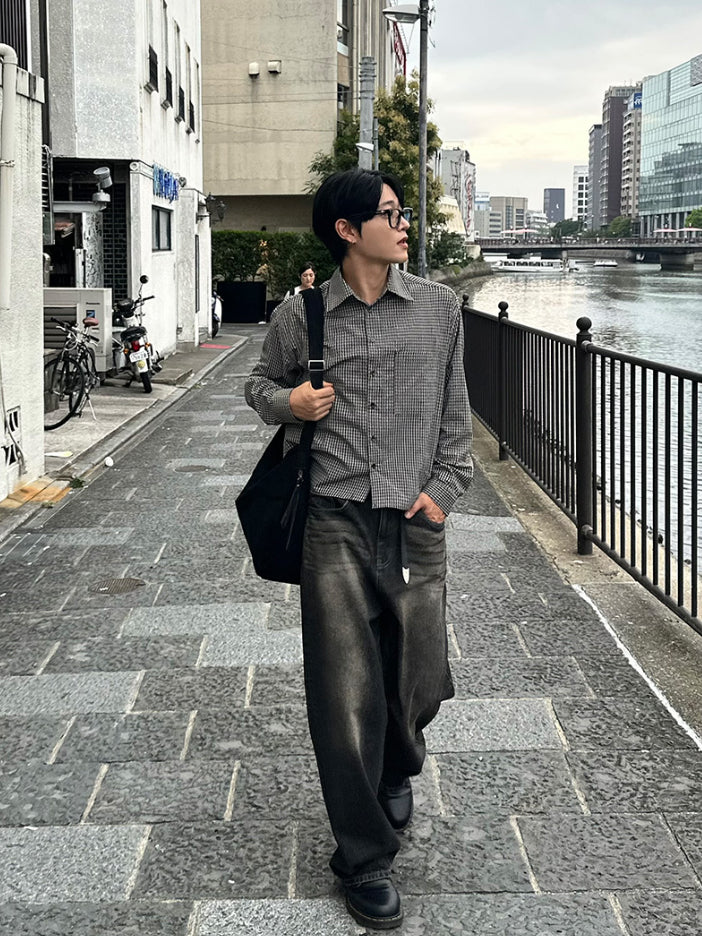 【Metanoia】🇰🇷韓製 格紋短版長袖襯衫 - 4