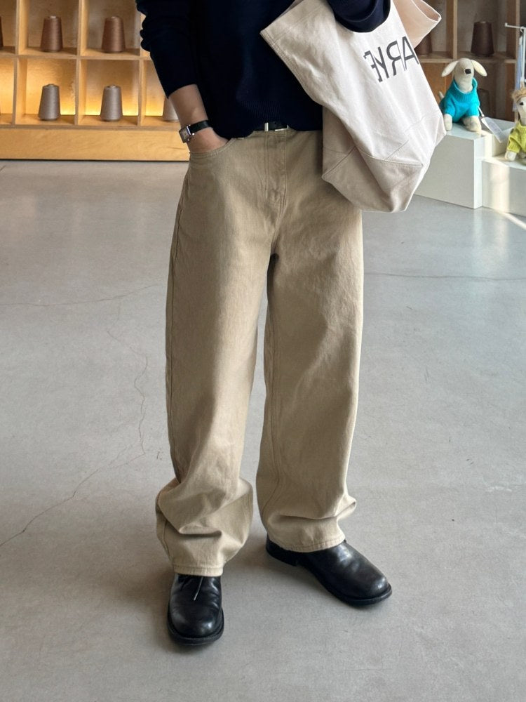 【Metanoia】韓製🇰🇷 寬鬆彎刀卡其落地褲 - 8