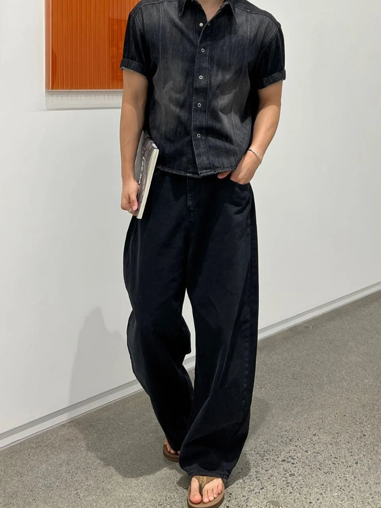 【Metanoia】🇰🇷韓製 彎刀牛仔落地褲 - 9