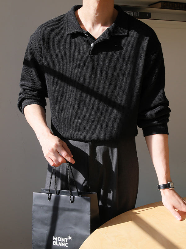 【Metanoia】🇰🇷韓製 翻領亨利領長袖上衣 - 1