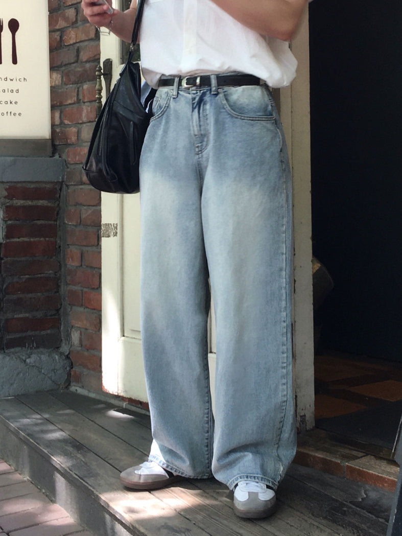 【Metanoia】🇰🇷韓製 淺色系水洗落地牛仔褲 - 6