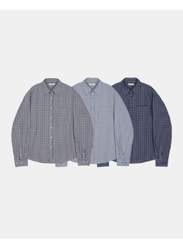 【Metanoia】韓國設計 格紋泡泡沙長袖襯衫 - 9