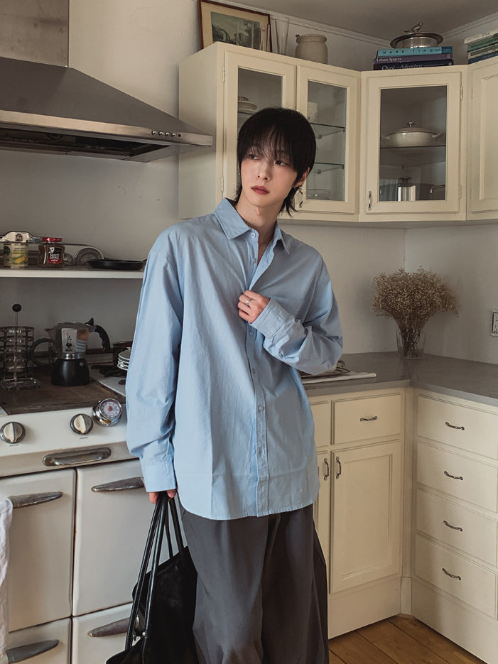 【Metanoia】韓國設計 素色長袖襯衫 - 9