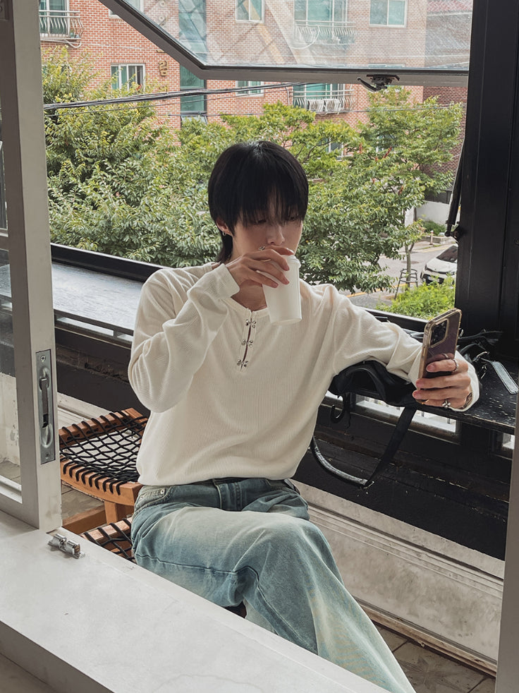 【Metanoia】🇰🇷韓製 鉤扣長袖T恤上衣 - 5